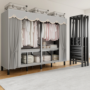 衣柜卧室家用简易折叠2025新款爆款布衣柜出租房加粗加厚全钢架