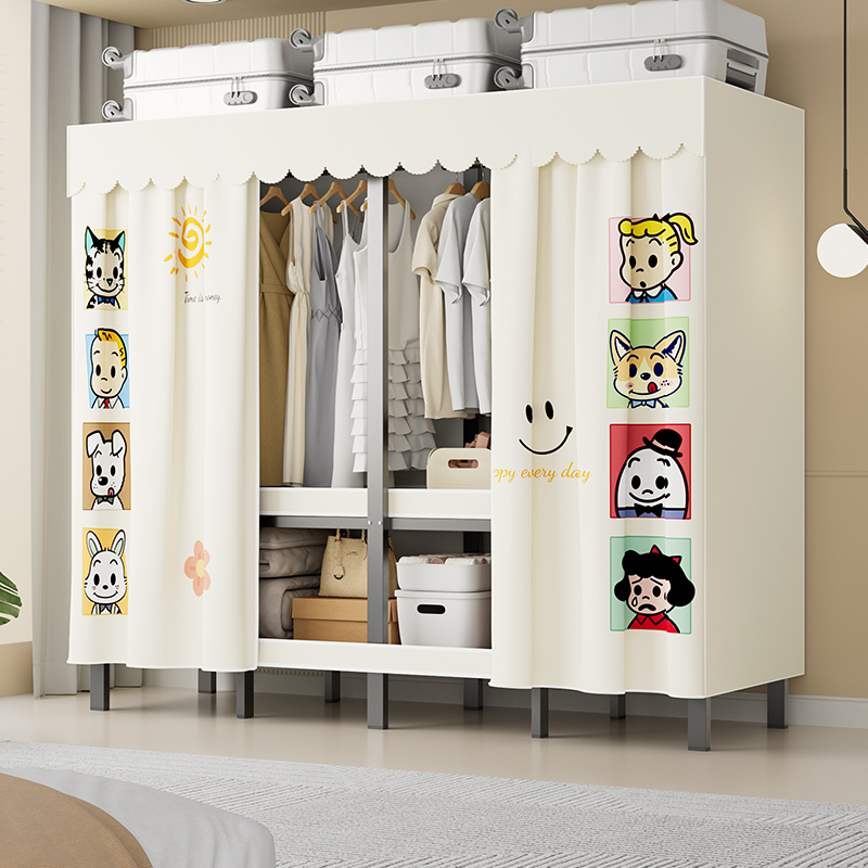 全钢架加粗加厚展开即用布衣柜