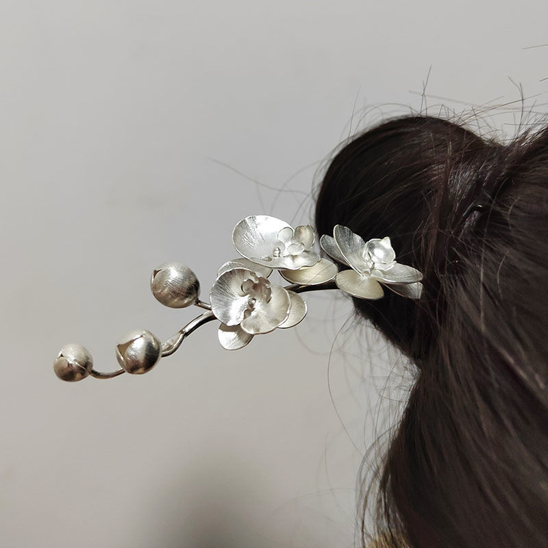 ins超仙蝴蝶兰发簪小众复古新中式清冷感拉丝蝴蝶繁花发饰