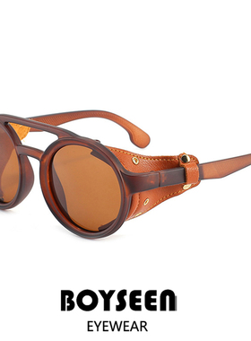 西部防风镜复古朋克偏光太阳镜男复古潮流侧包边摩托车护目眼镜