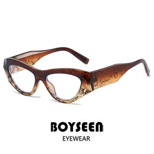 美式 school风眼镜框女可配度数性感可爱猫眼墨镜街拍走秀 粗框old