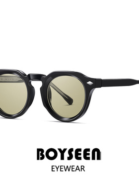 日系小众街头风墨镜男可配度数搞基插针镜腿太阳镜嘻哈风圆框墨镜