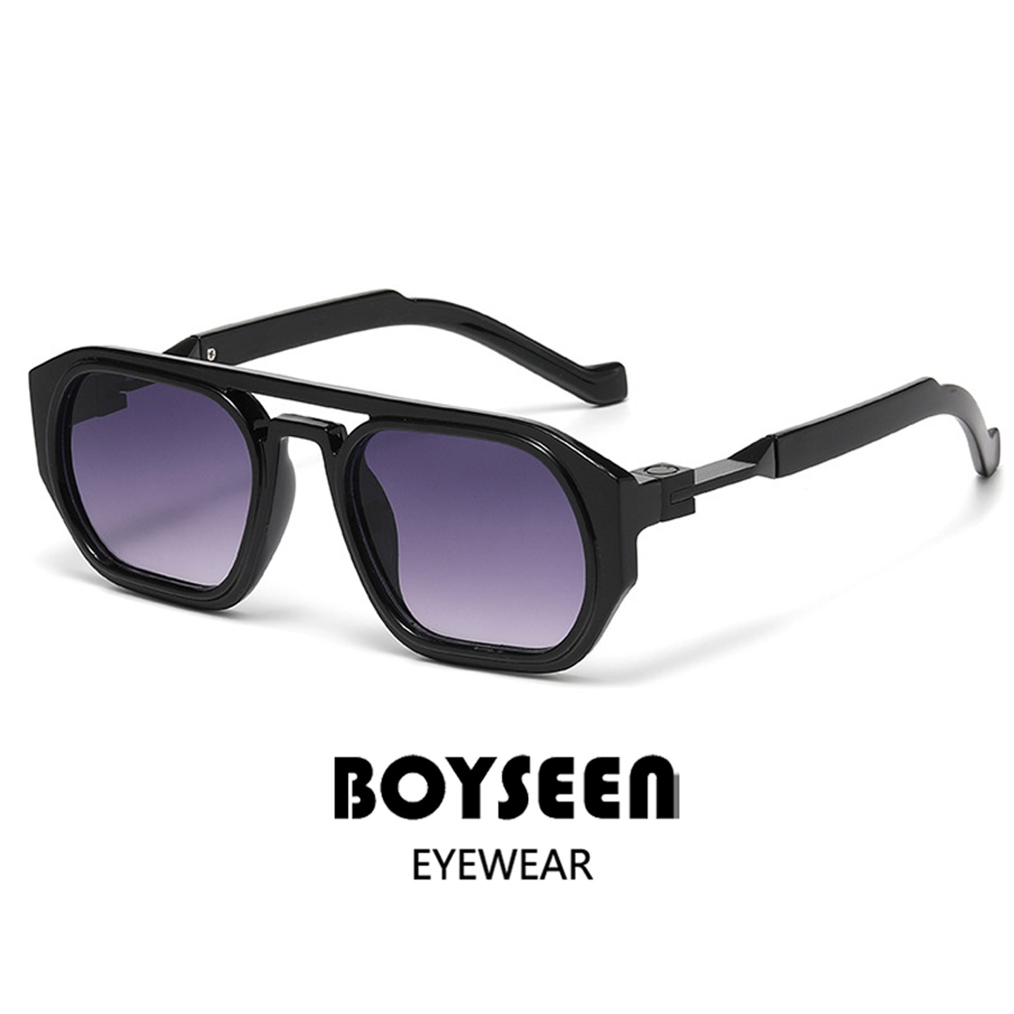 新款双梁方框太阳镜男士欧美时尚街拍飞行员墨镜潮流复古太阳眼镜