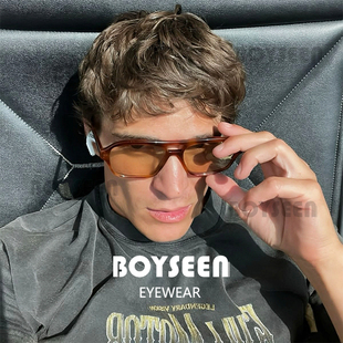 美式学院风墨镜男可配度数方形复古玳瑁墨镜茶色太阳镜男UV400