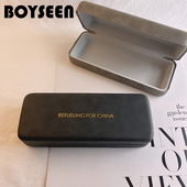 新款 高档大框眼镜平光镜近视眼镜盒可印LOGO 羊巴皮眼镜盒