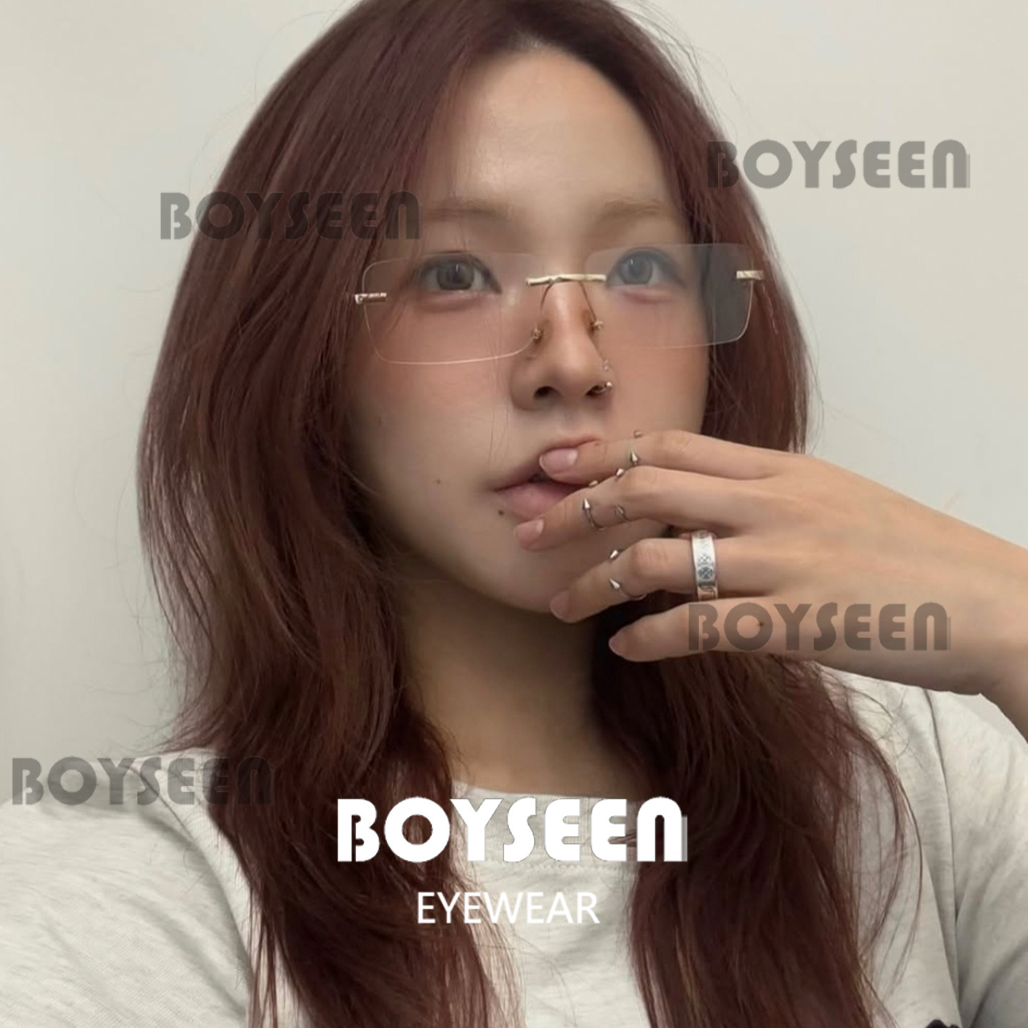 高智感无框眼镜女可配度数日系清冷素颜眼镜框夏日多巴胺色墨镜