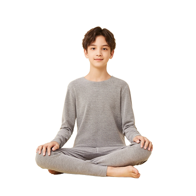 猫人儿童保暖内衣套装男童蚕丝青少年中大童发热秋衣秋裤秋冬
