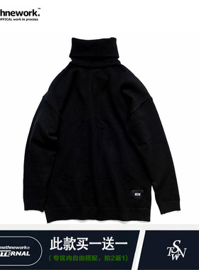 STNW 简约日系加厚黑色内搭套头冬季保暖高领针织衫毛衣