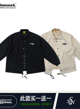 STN原创设计 春季日系工装宽松休闲黑色防风国潮教练风衣夹克男