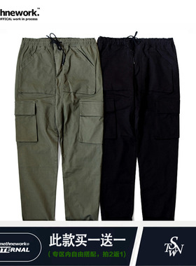 STNW原创潮牌国潮军绿色百搭宽松余文乐抽绳多袋休闲长裤工装裤男