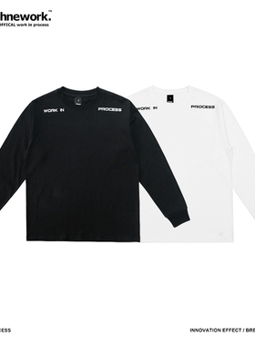 STNW秋冬季国潮宽松基础黑白纯色字母印花百搭长袖T恤打底衫男女