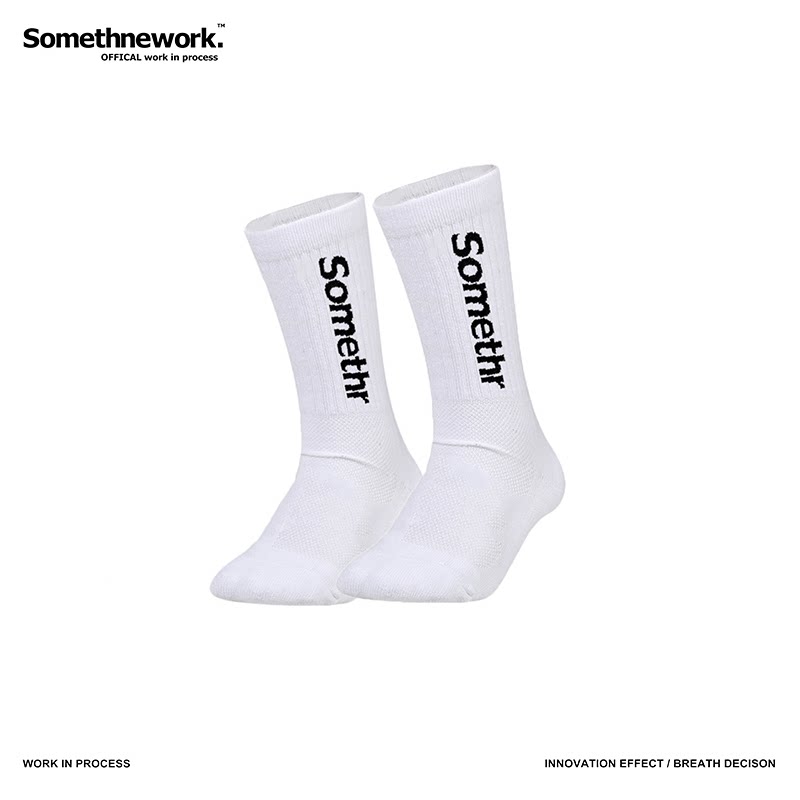 somethnework 纯棉字母logo设计运动高筒袜子 8双装