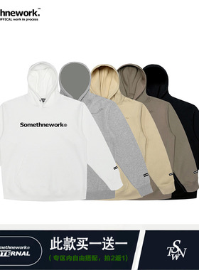 STN 原创设计 灰色美式加绒加厚套头连帽卫衣男女宽松秋冬情侣款