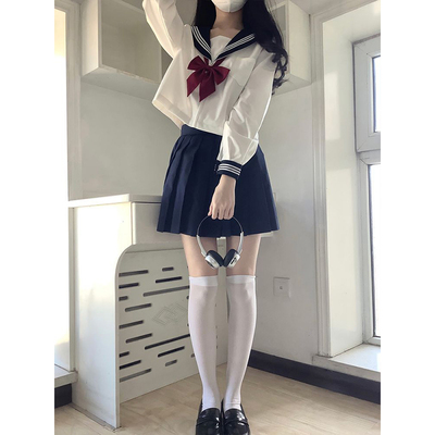 正统jk制服基础款设计感穿搭绀三本长短袖学院风中间服水手服套装