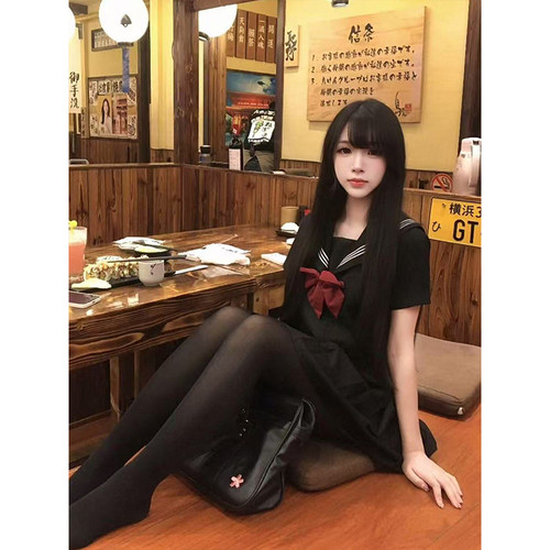 2025新款套装原创水手服绀色黑色学院风穿搭长短袖衬衫百搭JK短裙
