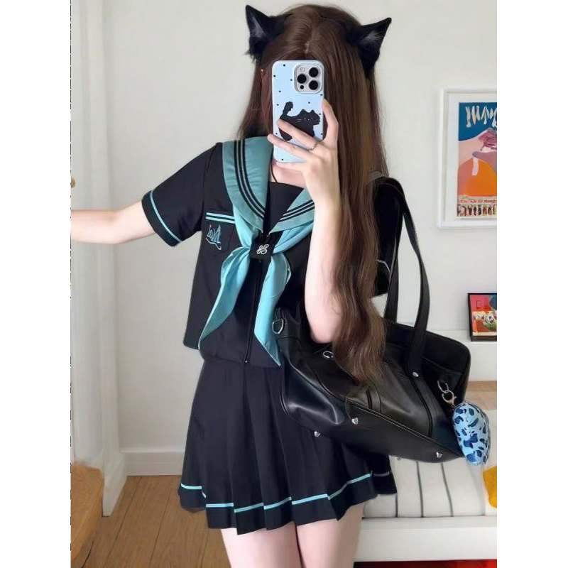 【青本绘】水手服jk制服原创基础款长袖短袖日系学院春夏短裙套装