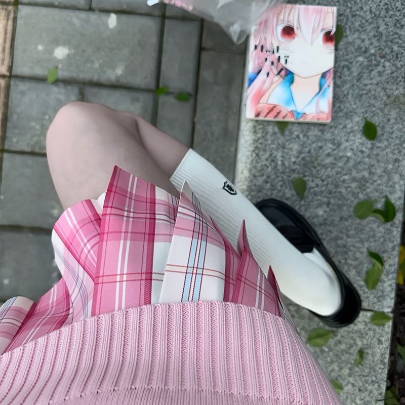 小时与词jk制服原创格裙【甜心】学院风女百褶裙短裙学生粉色春夏