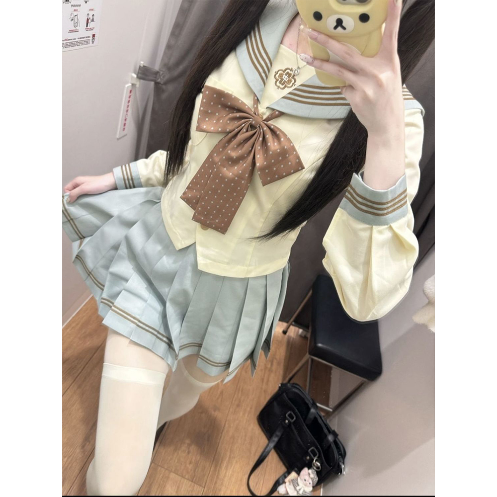 可爱阳光甜美感JK制服套装水手服校供感学院风秋春长袖套装制服女