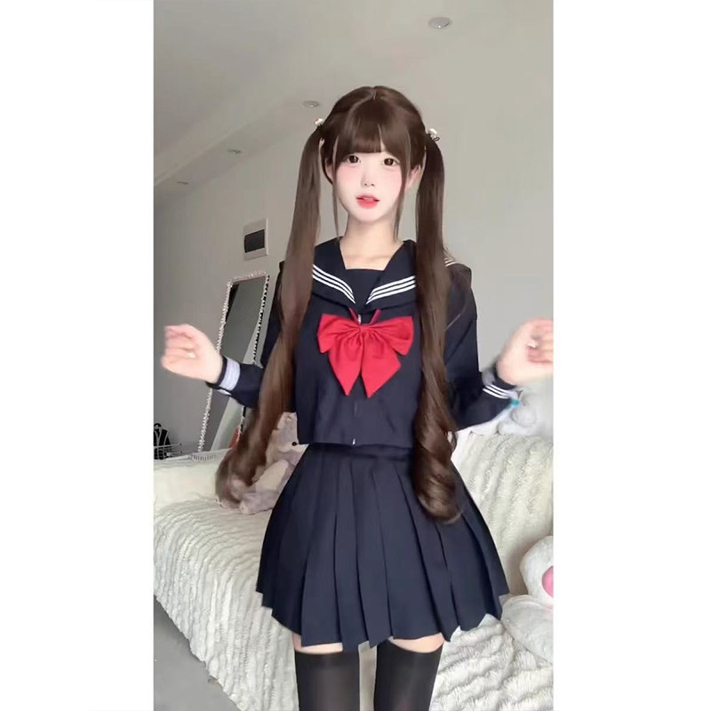 正版原创JK制服水手服穿搭校供感三本长短袖日系学院风百搭JK短裙