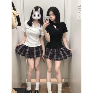 套装 原创JK制服新款 T恤学院风百搭短裙夏季 POLO衫 学院风刺绣短袖