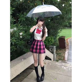 百搭小玫百褶裙原创JK制服一整套装 夏季 收腰白色衬衫 款 学院风短袖