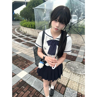 原创JK制服夏季 新款 中山道线水手服JK制服收腰显瘦纯色JK短裙套装