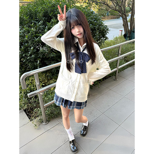 日系JK制服秋冬款学院针织开衫长袖毛衣百褶裙叠穿校供甜美套装女
