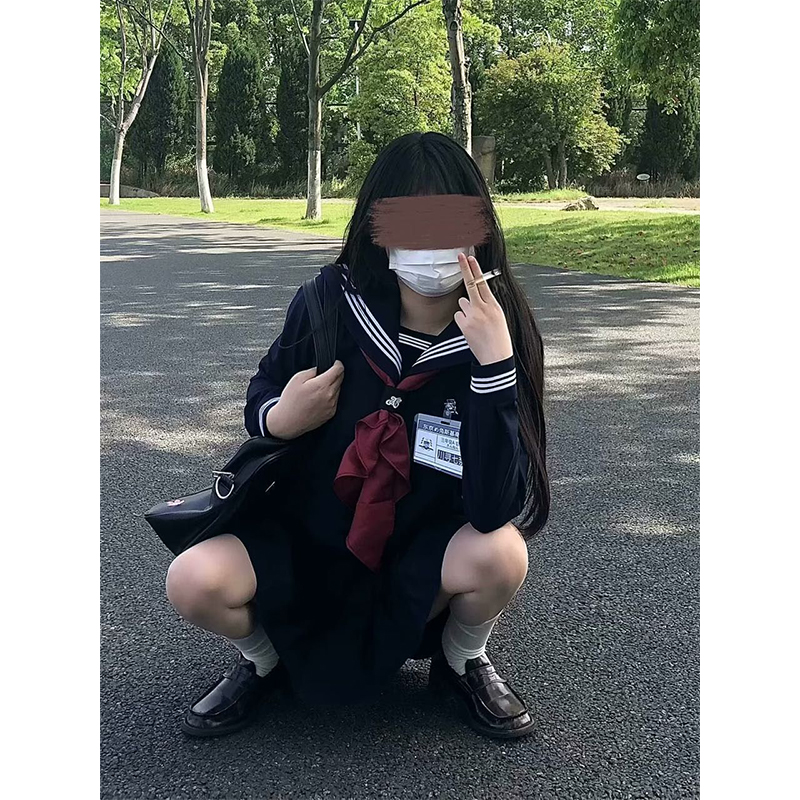【兔斯基】日系正统水手服jk制服裙套装绀领长短袖基础关西襟全套