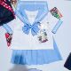彩虹战队JK制服学院风穿搭萝莉可爱短袖 水手服浅蓝浅粉原创一套装