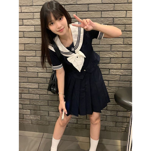 【小时夏】日系JK收腰款水手服学院风制服套装夏短袖jk裙子两件套