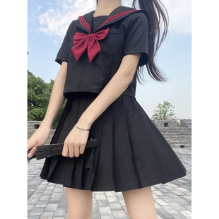 小众原创基础款百搭JK制服套装赤三本水手服长短袖衬衫黑色JK短裙