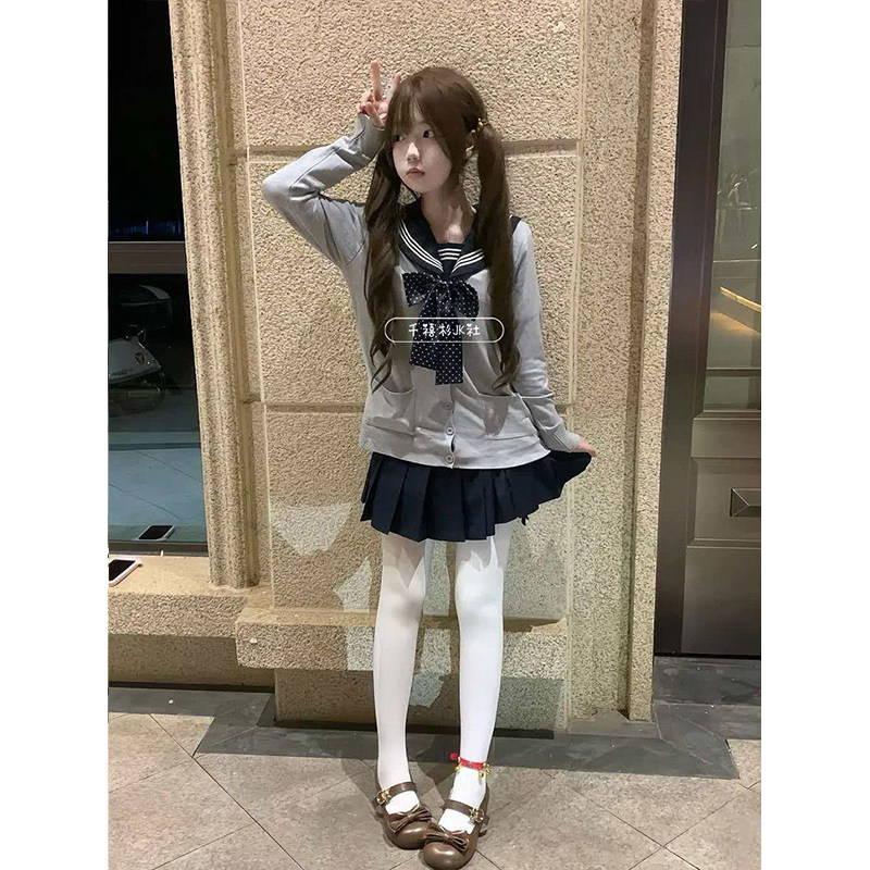 JK制服原创针织衫外套开衫毛衣学院秋冬水手服针织长袖校供套装女