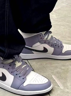 nike耐克男子AIR JORDAN AJ1运动休闲篮球鞋高帮紫空军DQ8426-145