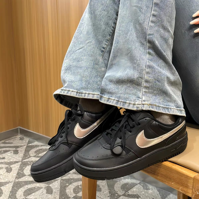 Nike耐克25春新款GAMMA FORCE 黑银 厚底低帮板鞋HQ1674-001