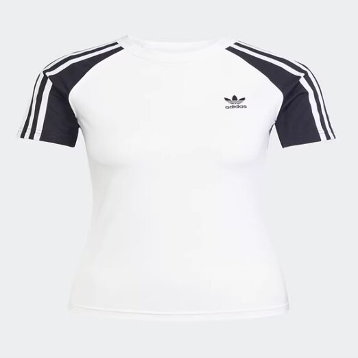 adidas阿迪达斯三叶草撞色插肩半袖女修身短袖T恤 JD0834