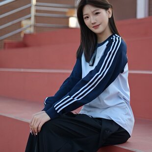 SHIRT休闲棉运动长袖 圆领T恤KV4447 CALI 阿迪达斯BRITCORE