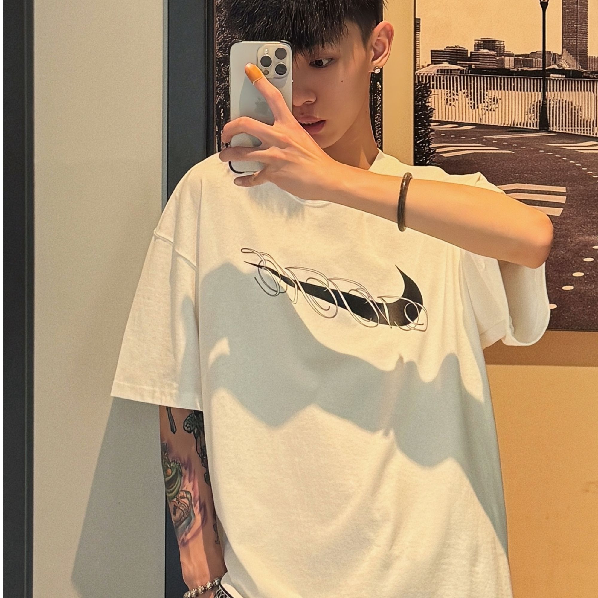 Nike耐克男女夏季新款短袖运动休闲宽松印花圆领t恤FV8399