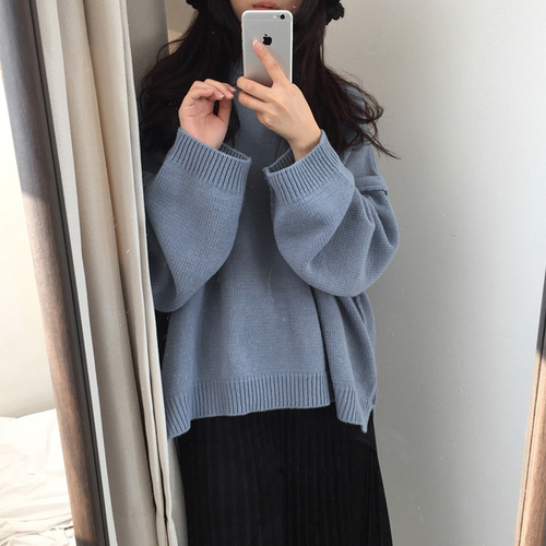 Korean chic retro versatile loose thickened Pullover long sleeve wool sweater