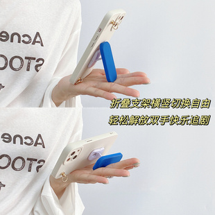 小众克莱因蓝折叠支架适用华为Pura70手机壳mate60pro斜挎全包nova12新款p60追剧mate30防摔11se女款p50/p40