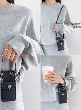 韩系ins山茶花菱格卡包适用荣耀300手机壳荣耀100/200Pro斜挎插卡magic6全包x50/x40高级感190GT女款90/80pro