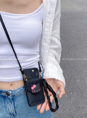 日韩暗黑风KT卡包适用小米15手机壳14pro斜挎note14pro手提绳红米k80全包边civi4pro硅胶k70新款turbo4防摔13