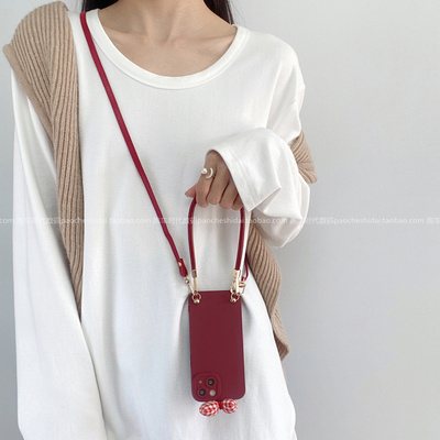 ins风一朵格子蝴蝶结适用opporeno1413手机壳findx8斜挎挂绳reno11全包findx7奢华a72新款k12硅胶reno987pro