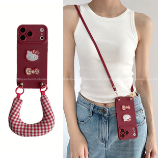 斜挎可背带挂绳适用小米17promax手机壳15pro可爱女卡通红米k90新款k80手提绳note15pro+防摔turbo4pro度假风