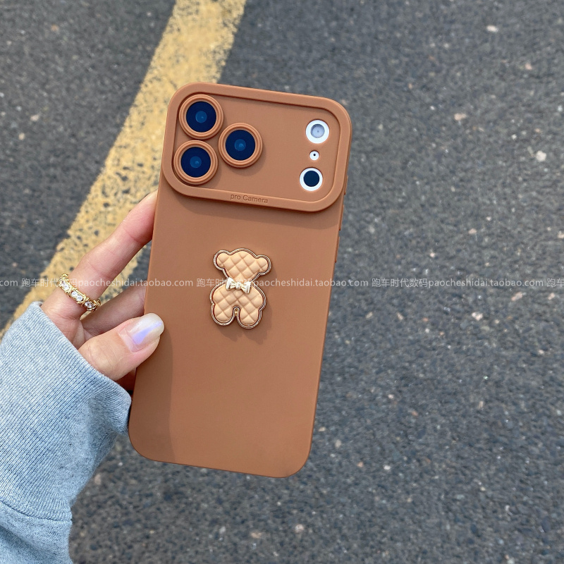 焦糖棕金属立体小熊壳适用荣耀400/300pro手机壳magic8斜挎挂绳x70全包x50奢华magic765新款200硅胶90gt/80