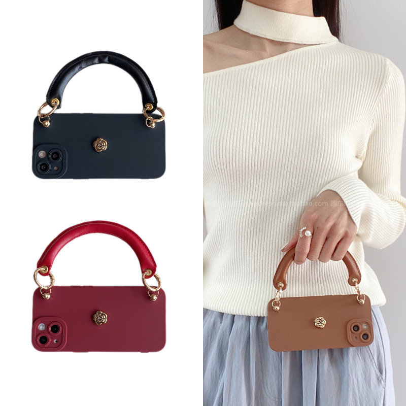 韩系ins卡通立体山茶花适用华为mate60Pro手机壳mate70拎绳nova13全包边P70网红nova12Pro女nova11畅享70X