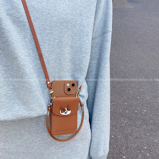 焦糖棕蝴蝶结小狗保护套适用小米17promax手机壳17pro新款note15pro女红米k90网k90promax斜挎turbo4简约civi