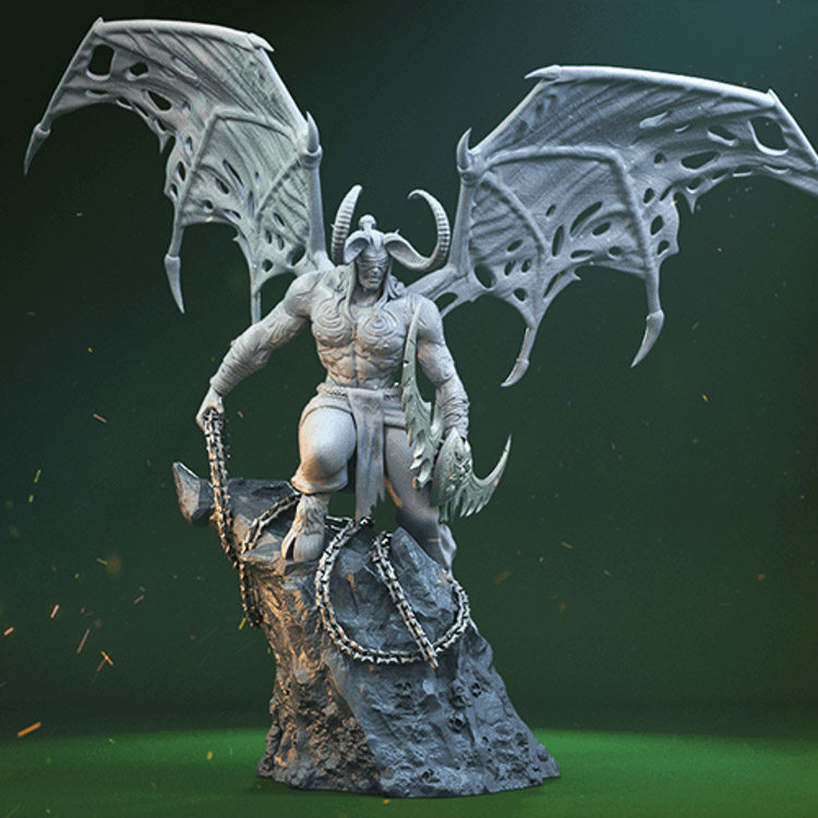 3d打印图纸模型素材STL魔兽伊利丹怒风手办圆雕图F1829