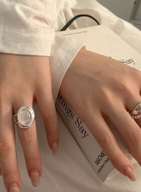 简约几何椭圆锆石戒指女线条缠绕多层开口指环ins小众设计食指戒