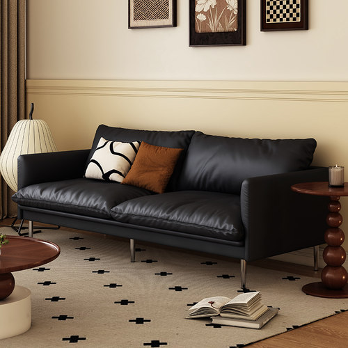 小户型沙发法式羽绒真皮