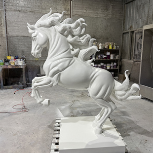 玻璃钢马雕塑定制大型仿真白马模型酒店大堂绿地美陈装饰品摆件